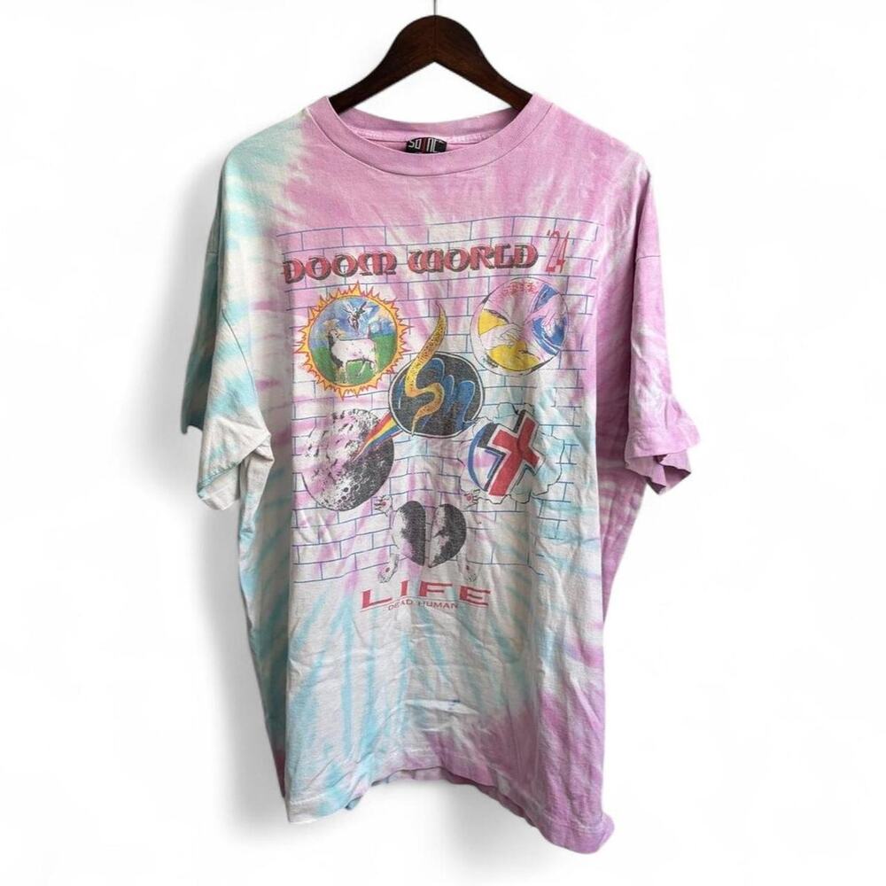 Saint Michael Tie Dye Doom World Tee Mens 2XL Colorful Japanese Streetwear